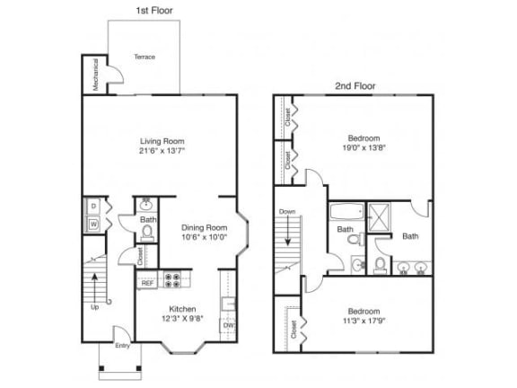 Taymil Fairhaven Residential Gardens 2 Bedroom 2.5 Bathroom Floor Plan